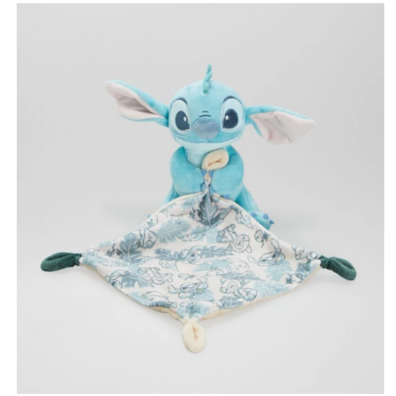  - stitch - plush with comforter blue beige leaf 